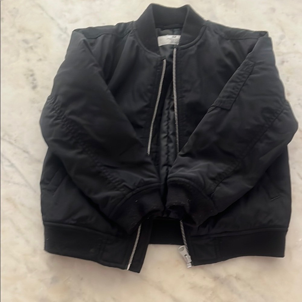 H&M Black Bomber Jacket with Ribbed Trim